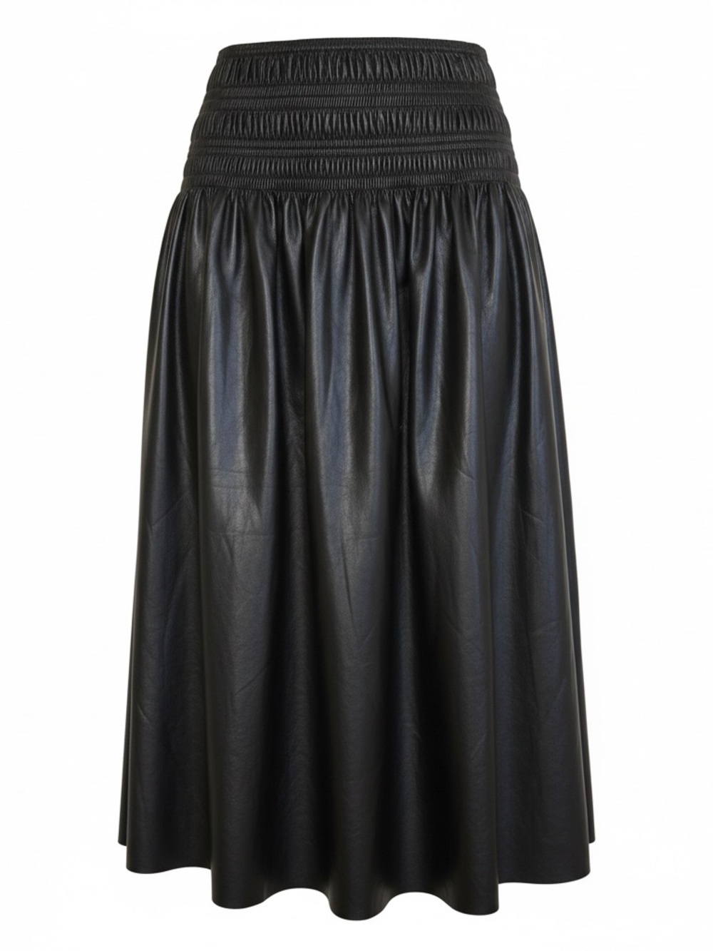 Self-Portrait Faux Leather Shirred Midi Skirt or dress Pockets NWOT L XL 10/12